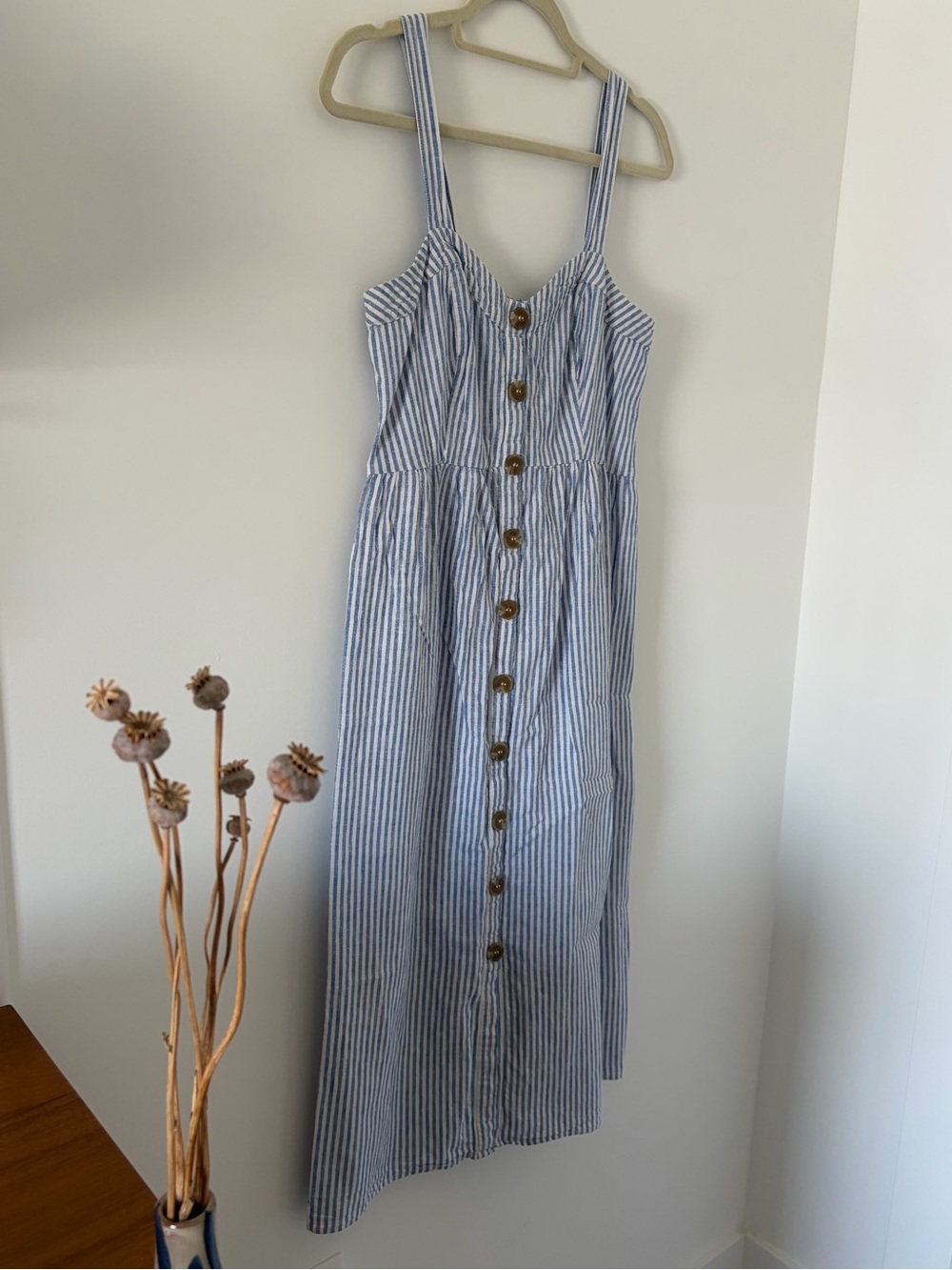 Seraphine Blue and White Striped Maternity Dress